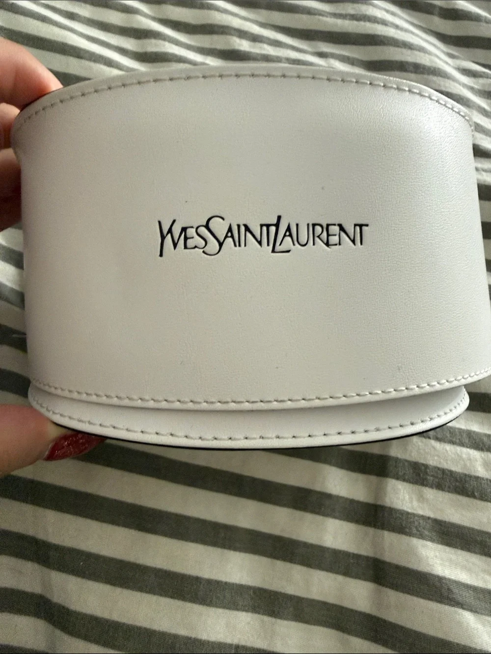 Yves Saint Laurent Clear Frame Black Lens Round Sunglasses
